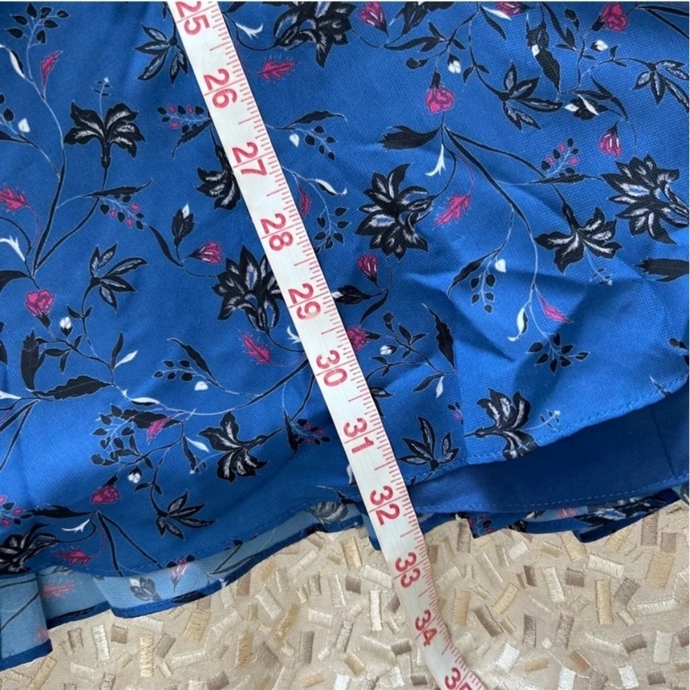 NWT $280 Love by Theia Women's Blue Chiffon Floral Cutout X-Back Dress Size 8 - Picture 13 of 13